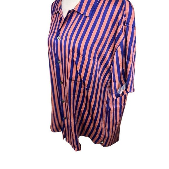 Stussy Striped Silk Shirt  pink and blue button down large - Picture 7 of 15